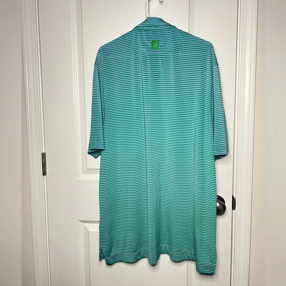 FootJoy‎ Men's Short Sleeve Polo Golf Shirt Large Green & White Striped